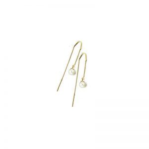 PENDIENTES CADENITA ORO 18K Y PERLA