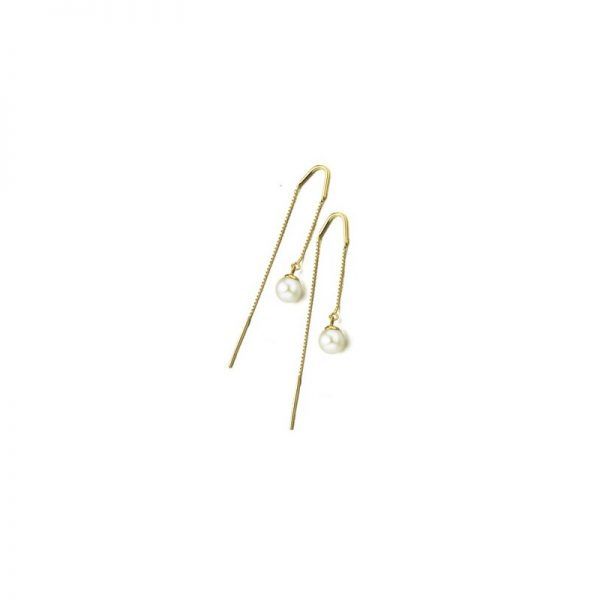 PENDIENTES CADENITA ORO 18K Y PERLA PENDIENTES CADENITA ORO 18K Y PERLA
